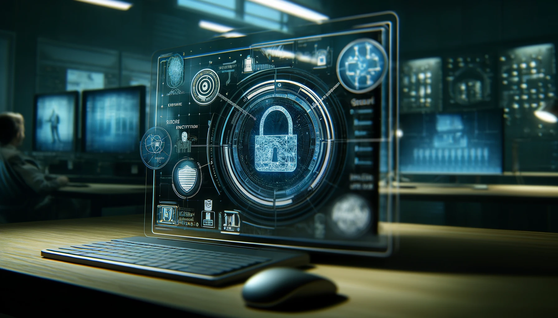concept of cyber security, focusing on information security and encryption