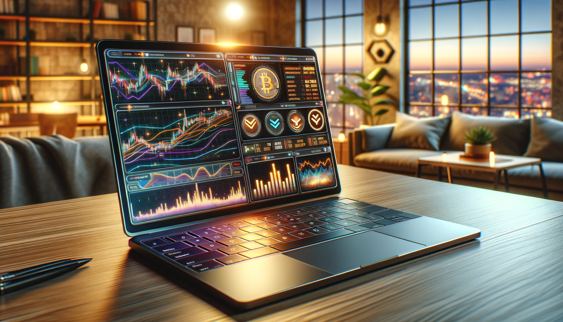 a contemporary laptop displaying a cryptocurrency trading platform.