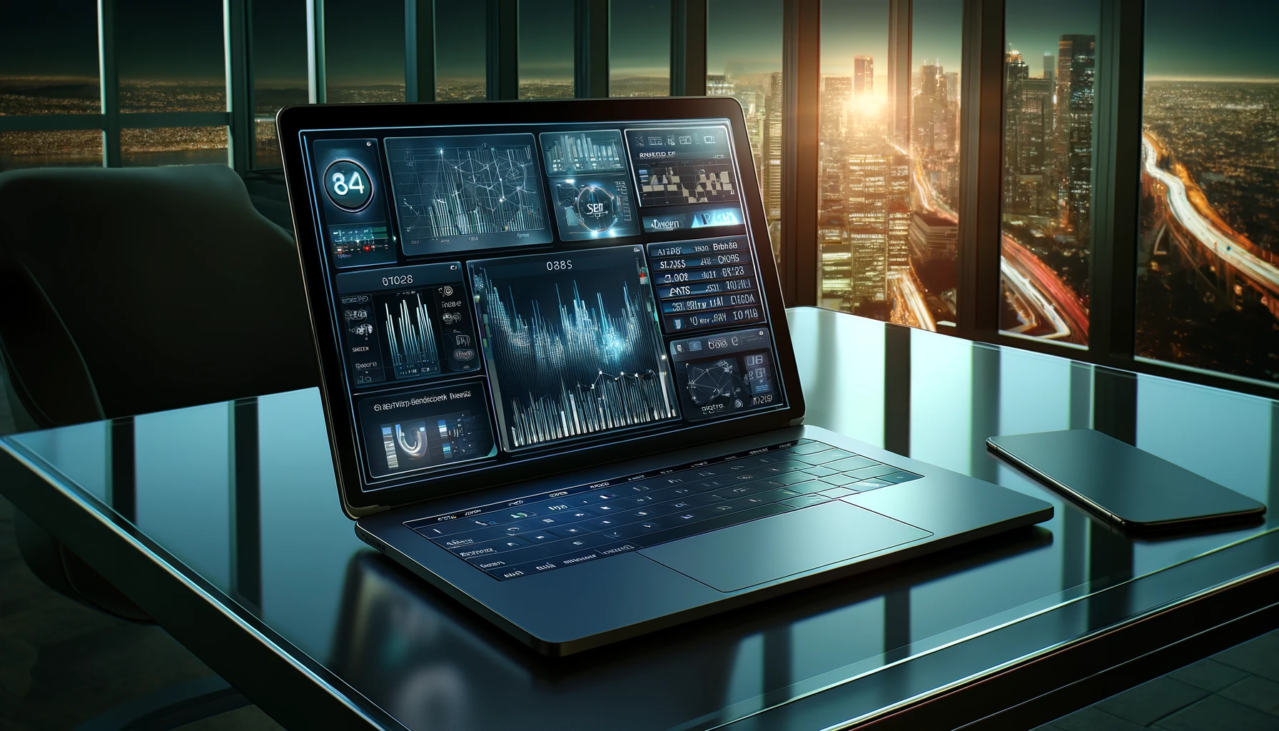 a modern laptop with a DeFi trading platform on display.
